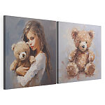 Modularer Leinwanddruck Mädchen mit einem Teddybären