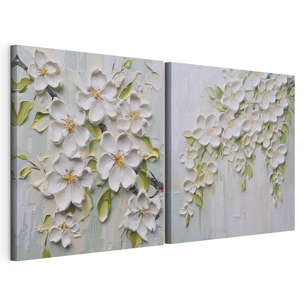 Modularer Leinwanddruck Blumenmalerei auf weißem Untergrund (Artikelnummer: m01033) Modularer Leinwanddruck Modularer Leinwanddruck Blumenmalerei auf weißem Untergrund (Artikelnummer: m01033)
