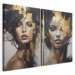 Modularer Leinwanddruck Collage des Gesichts einer Frau