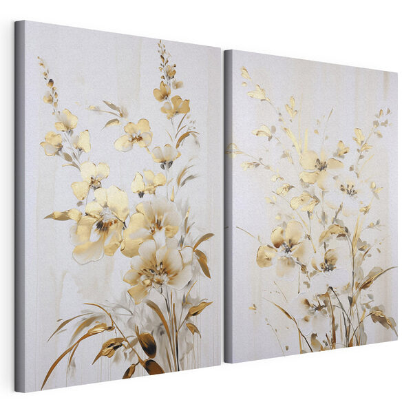 Modularer Leinwanddruck Elegantes Blumenarrangement in sanften Farbtönen
