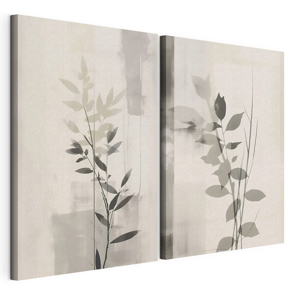 Elegante botanische Silhouetten in neutralen Farbtönen Modularer Leinwanddruck Elegante botanische Silhouetten in neutralen Farbtönen