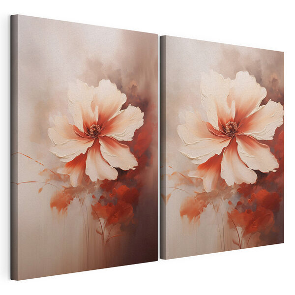 Modularer Leinwanddruck Elegante Blumen in sanften Farbtönen