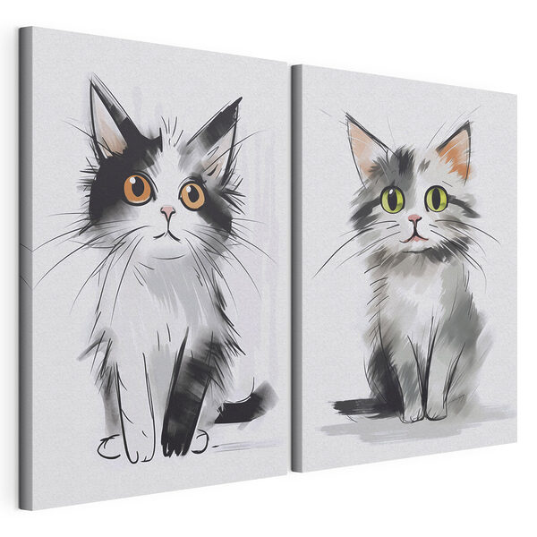 Modularer Leinwanddruck Zeichnung einer Katze