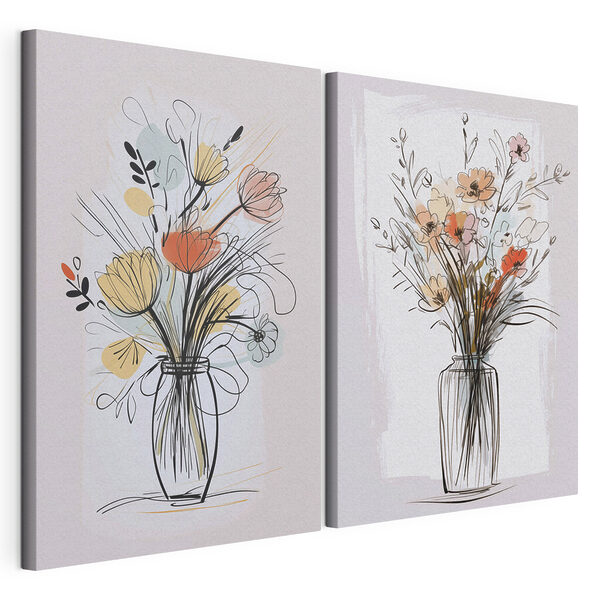 Gemälde von Blumen in einer Vase Modularer Leinwanddruck Gemälde von Blumen in einer Vase