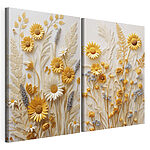 Modularer Leinwanddruck Collage aus Blumen und Blättern