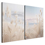 Modularer Leinwanddruck Sanfte Wellen und zartes Gras tanzen