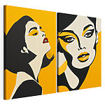 Modularer Leinwanddruck Frau mit gelbem Make-up