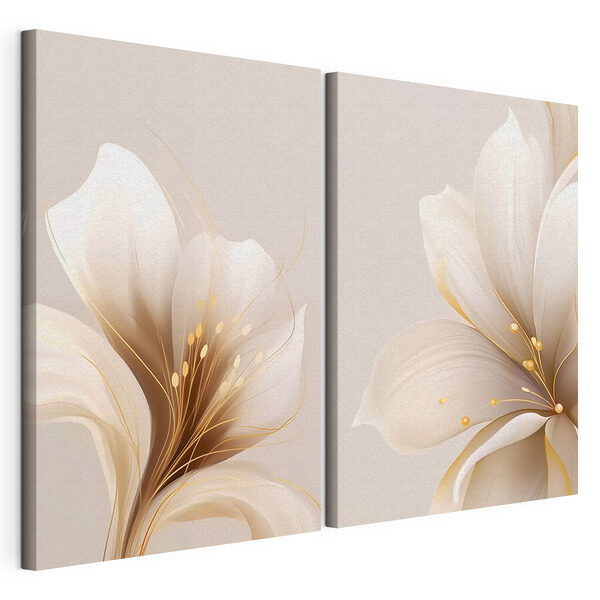 Modularer Leinwanddruck Elegante Blüten in sanften Farbtönen