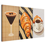 Modularer Leinwanddruck Eine Tasse Kaffee und Croissants