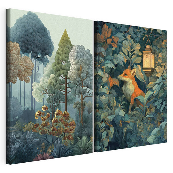 Modularer Leinwanddruck Collage eines Fuchses im Wald (Artikelnummer: m01248) Modularer Leinwanddruck Modularer Leinwanddruck Collage eines Fuchses im Wald (Artikelnummer: m01248)