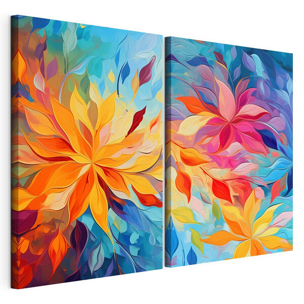 Modularer Leinwanddruck Zwei Bilder von Blumen