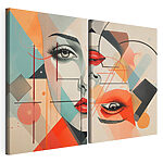 Modularer Leinwanddruck Collage des Gesichts einer Frau