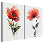 Modularer Leinwanddruck Lebendige Blumenmotive in Aquarelltechnik