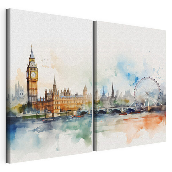 Modularer Leinwanddruck Aquarell einer Stadt und eines Riesenrads (Artikelnummer: m01261) Modularer Leinwanddruck Modularer Leinwanddruck Aquarell einer Stadt und eines Riesenrads (Artikelnummer: m01261)