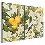 Modularer Leinwanddruck Zwei Bilder von Orangen und Blumen