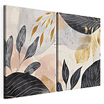 Modularer Leinwanddruck Elegante Blätter in sanften Farbtönen