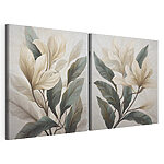 Modularer Leinwanddruck Malerei von Blättern auf weißem Untergrund