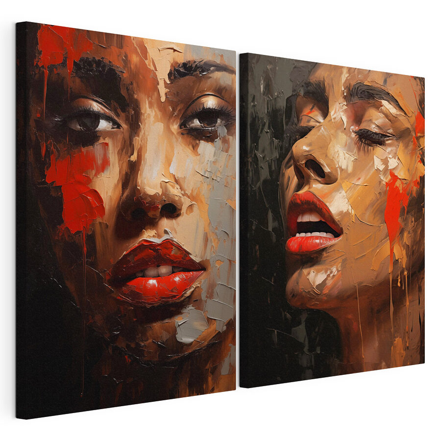 Mehrteiliges Leinwandbild Lippen mit Charakter (Artikelnummer: m01307)