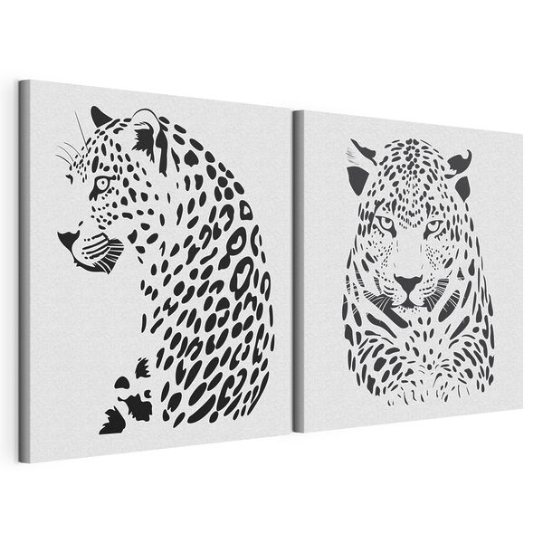 Künstlerische Darstellung der Erhabenheit eines Leoparden Modularer Leinwanddruck Künstlerische Darstellung der Erhabenheit eines Leoparden