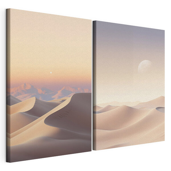 Modularer Leinwanddruck Wüstenlandschaft mit Mond
