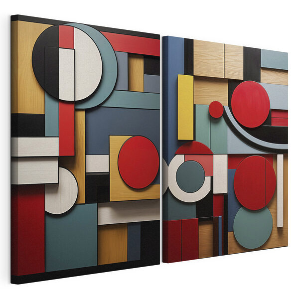 Modularer Leinwanddruck Collage aus verschiedenfarbigen Formen