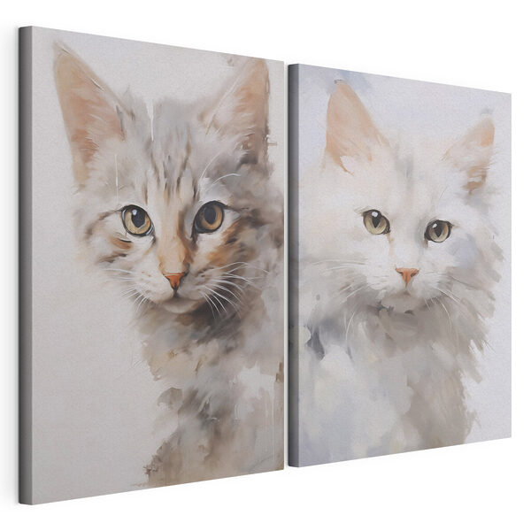 Modularer Leinwanddruck Modularer Leinwanddruck Zwei Katzen, die den Kopf zur Seite gedreht haben (Artikelnummer: m30119)