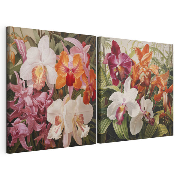 Farbenprächtige Orchideen in voller Blüte Modularer Leinwanddruck Farbenprächtige Orchideen in voller Blüte