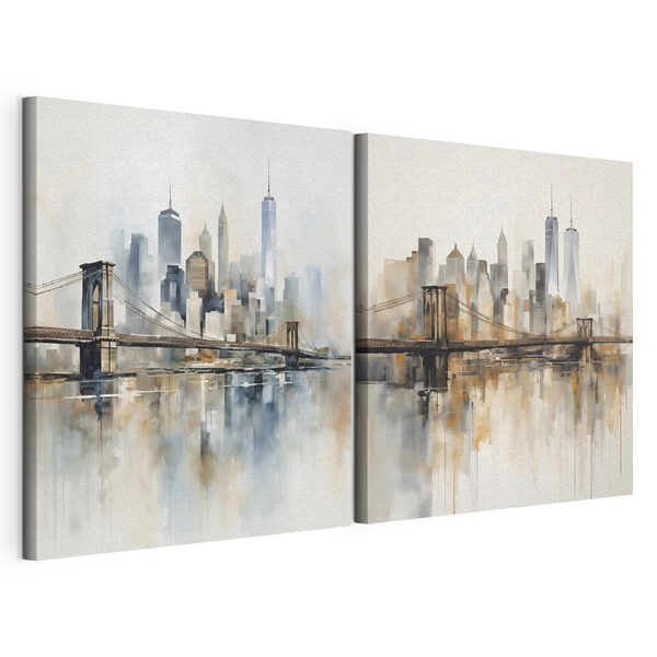 Modularer Leinwanddruck Gemälde einer Stadt und einer Brücke (Artikelnummer: m30207) Modularer Leinwanddruck Modularer Leinwanddruck Gemälde einer Stadt und einer Brücke (Artikelnummer: m30207)