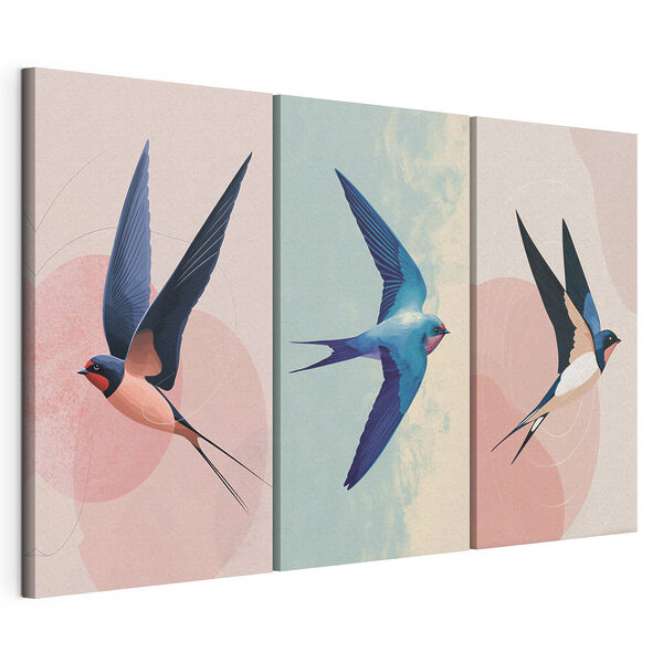 Modularer Leinwanddruck Ein Vogel fliegt am Himmel