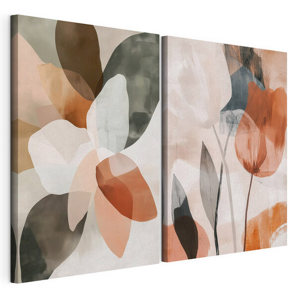 Modularer Leinwanddruck Modularer Leinwanddruck Abstrakte Blumenkunst in sanften Farben (Artikelnummer: m30309)