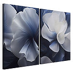 Modularer Leinwanddruck - Elegante abstrakte Blumenmotive in Blautönen