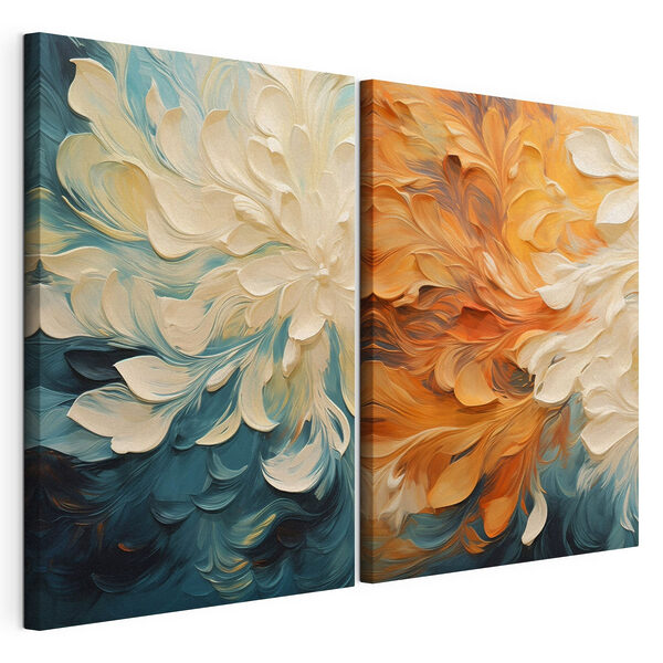 Modularer Leinwanddruck Zwei Blumenbilder auf Leinwand