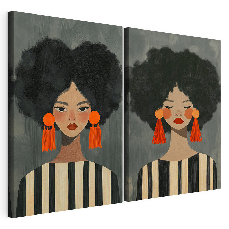 Mehrteiliges Leinwandbild Afro mit Charakter (Artikelnummer: m30882)