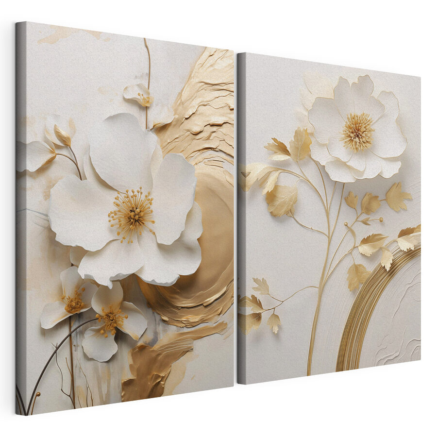 Mehrteiliges Leinwandbild Zarte Blüten mit eleganten Details (Artikelnummer: m30473)