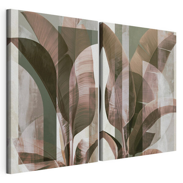 Modularer Leinwanddruck Abstrakte botanische Kunstwerke in neutralen Farbtönen