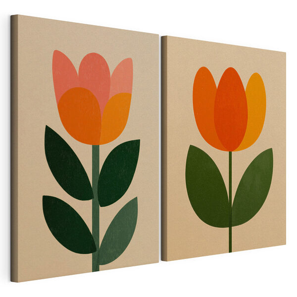 Ein paar Blumen mit Blättern Modularer Leinwanddruck Ein paar Blumen mit Blättern