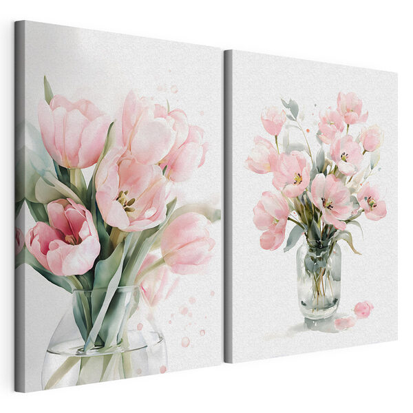 Modularer Leinwanddruck Modularer Leinwanddruck Ein paar rosa Blumen in einer Vase (Artikelnummer: m30531)