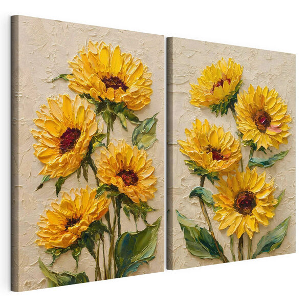 Modularer Leinwanddruck Leuchtende Sonnenblumen in voller Blüte