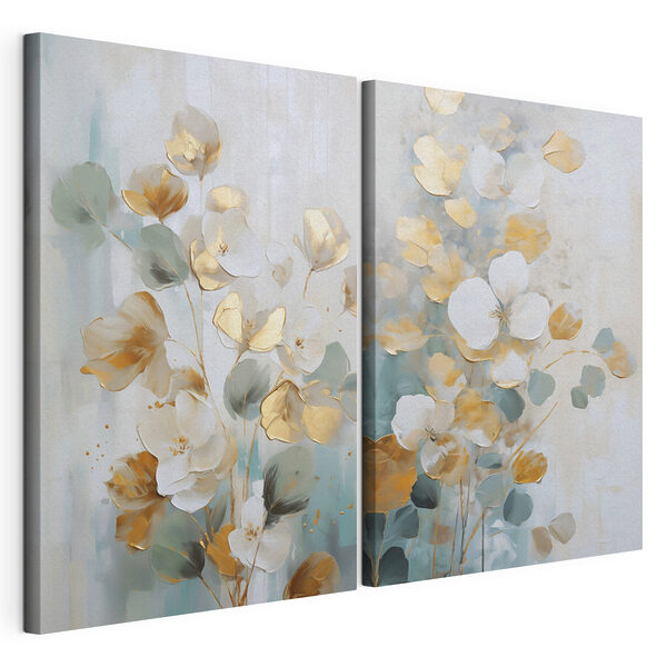 Modularer Leinwanddruck Elegante Blumenmotive in sanften Farbtönen