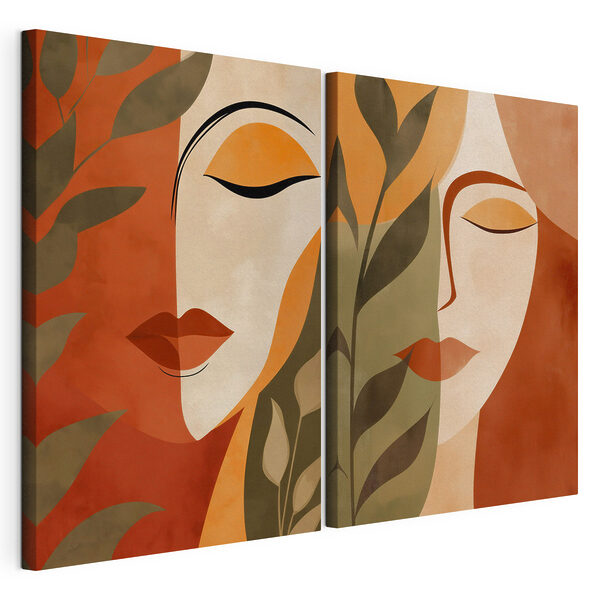 Modularer Leinwanddruck Collage des Gesichts einer Frau