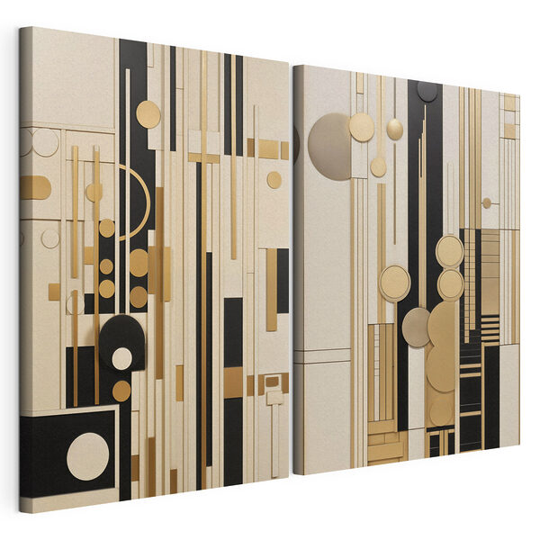 Modularer Leinwanddruck Kunstcollage mit verschiedenen Formen und Farben