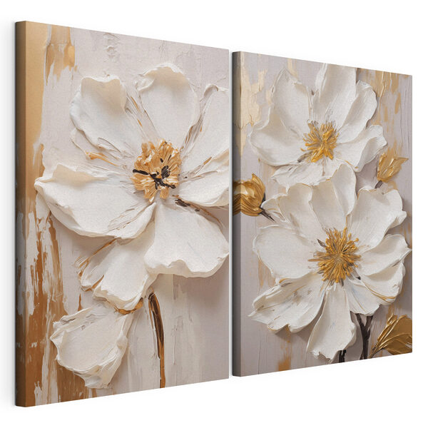 Modularer Leinwanddruck - Elegante Blumen in sanften Farbtönen