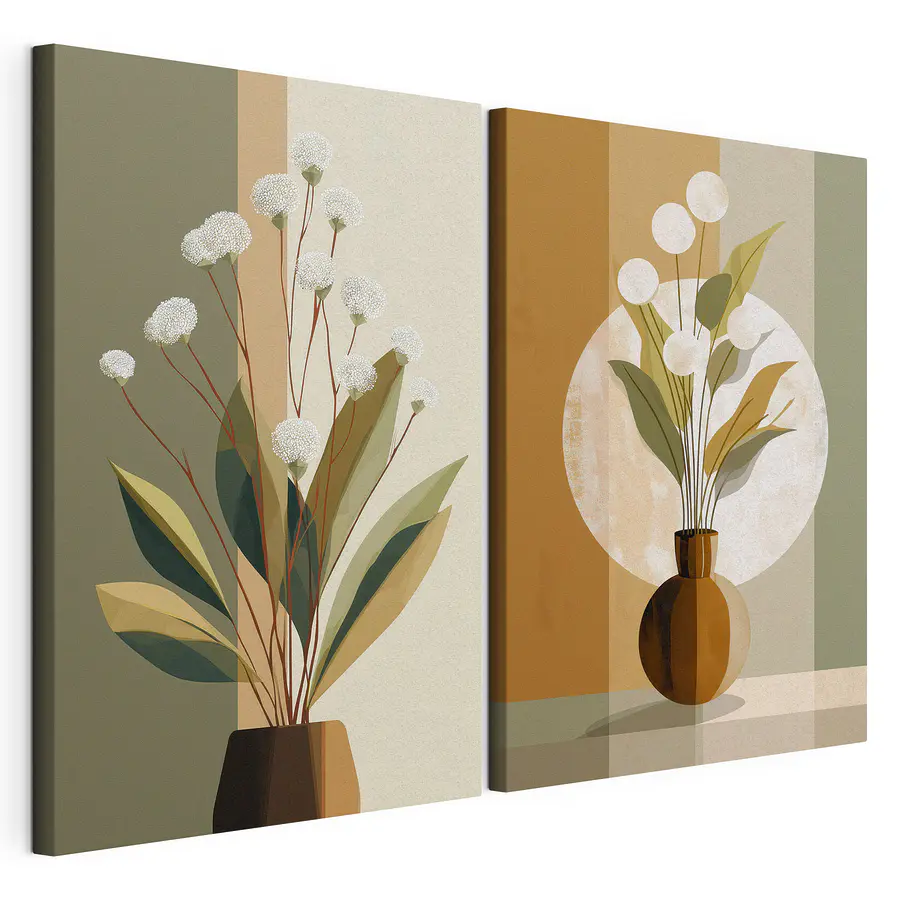 Mehrteiliges Leinwandbild Charme runder Blüten (Artikelnummer: m30598)
