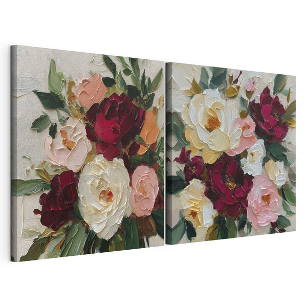 Modularer Leinwanddruck Leuchtende Blüten in zarten Pastelltönen