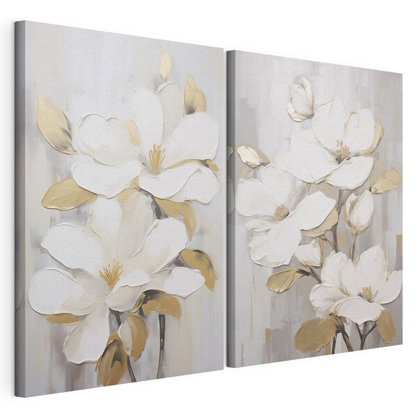Gemälde mit weißen Blumen Modularer Leinwanddruck Gemälde mit weißen Blumen