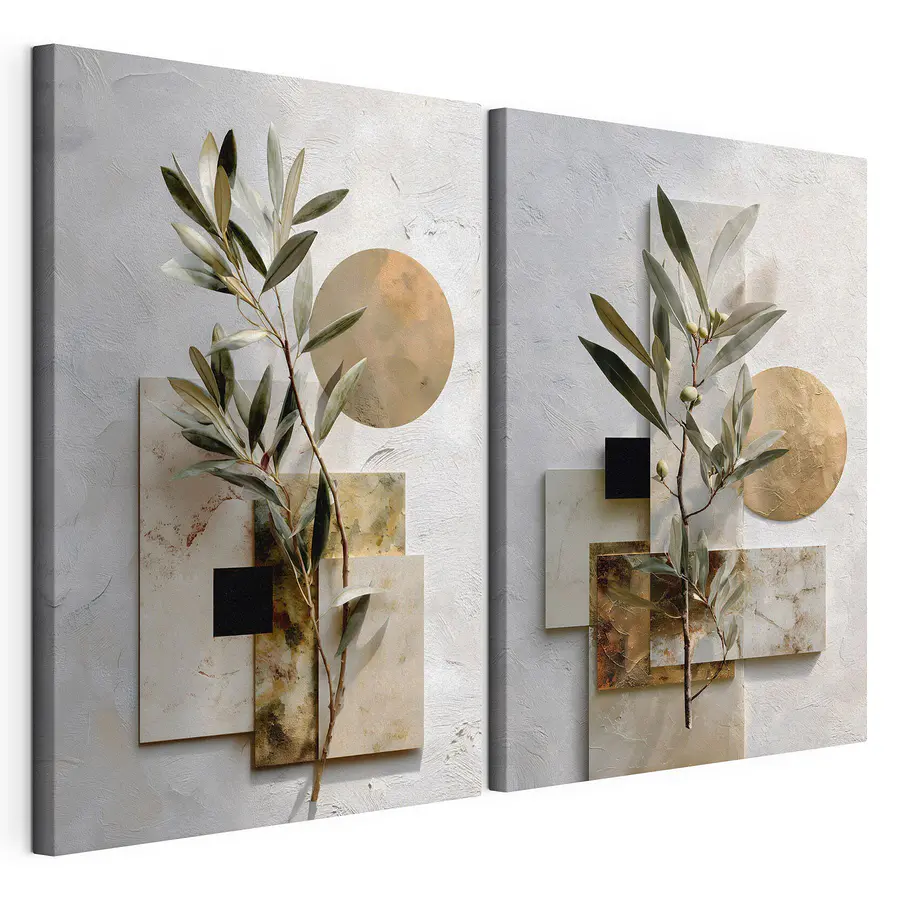 Mehrteiliges Leinwandbild Elegante Kompositionen aus Natur und Kunst (Artikelnummer: m30618)