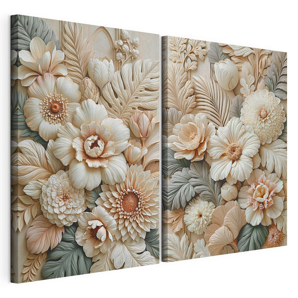 Modularer Leinwanddruck Modularer Leinwanddruck Collage aus Blumen und Blättern (Artikelnummer: m30674)