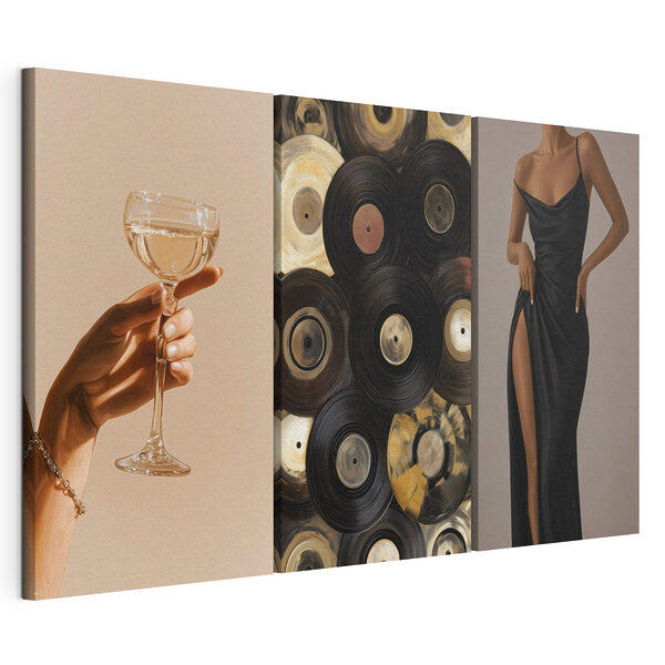 Eleganz trifft auf Vintage-Charme – ein Fest Modularer Leinwanddruck Eleganz trifft auf Vintage-Charme – ein Fest