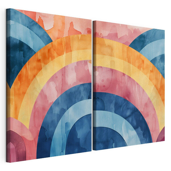 Modularer Leinwanddruck Farbenfrohes Aquarellbild mit Kreisen