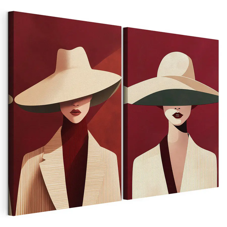 Mehrteiliges Leinwandbild Collage einer Frau mit Hut (Artikelnummer: m30851)